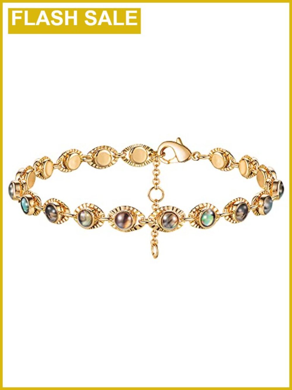 Dainty Chain Bracelet for Women, 14K Gold Plated, Adjustable Link